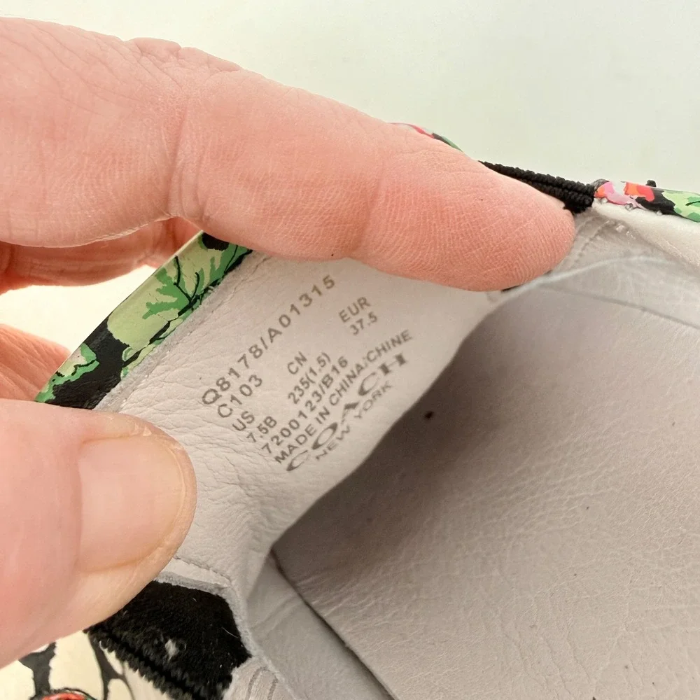 Coach Mixed Print Slip On Sneakers Floral Animal Print Leather Size 7.5 Eclectic - Picture 8 of 9